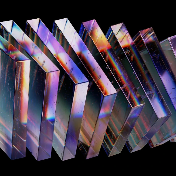 a group of glass blocks sitting next to each other